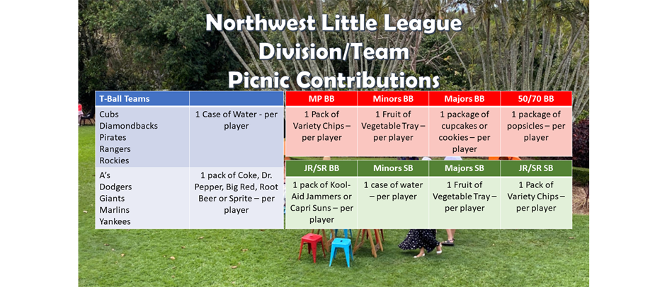 Division/Team Contributions for Picnic