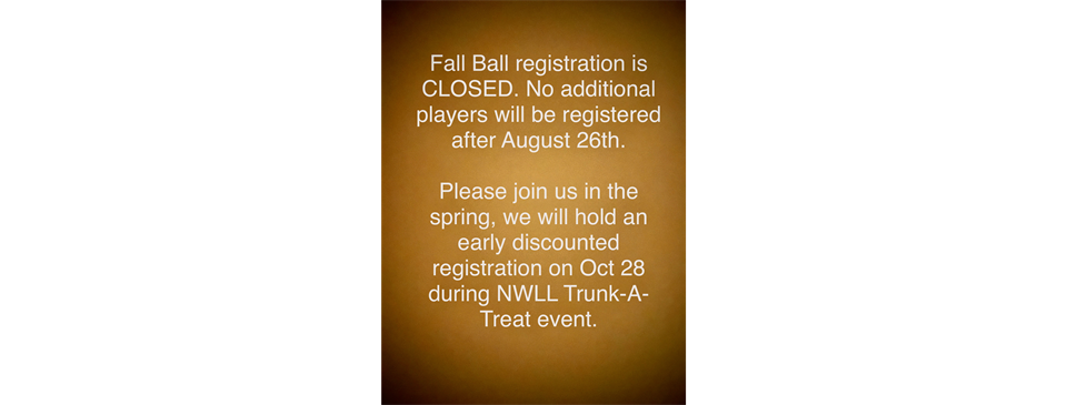 Fall Registration Closed
